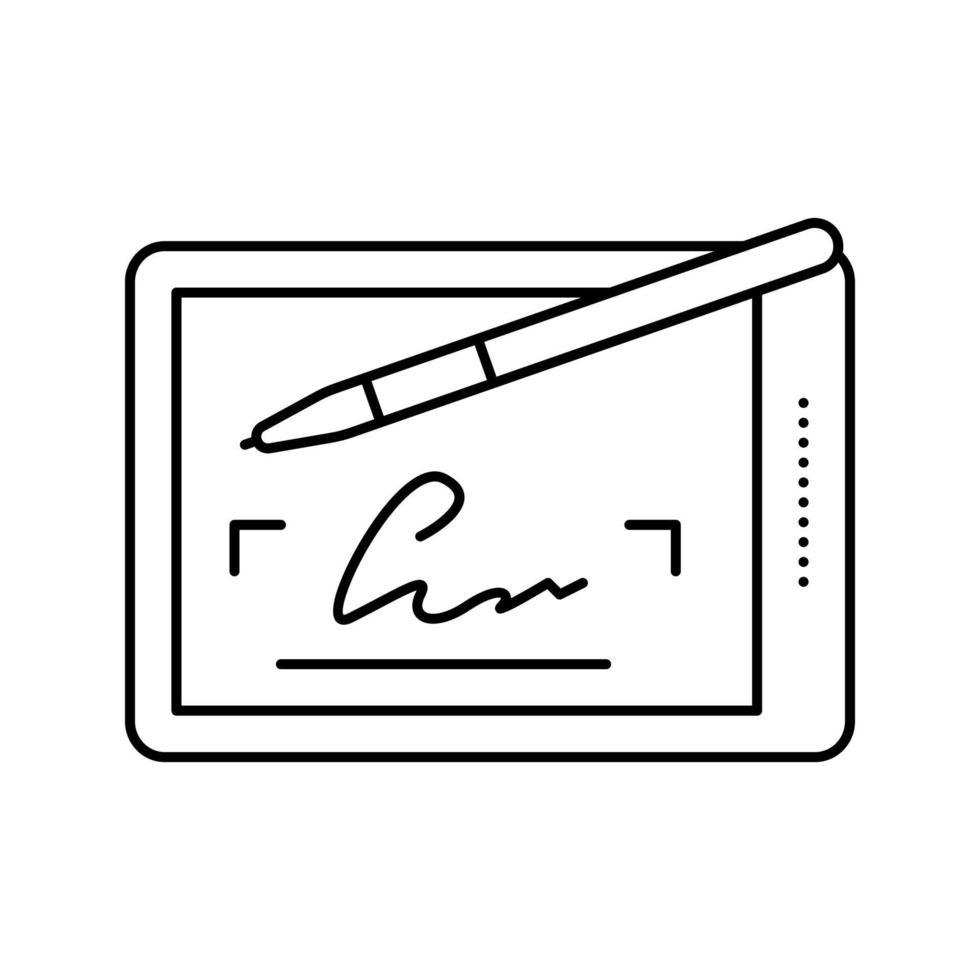 ilustración de vector de icono de línea digital de firma