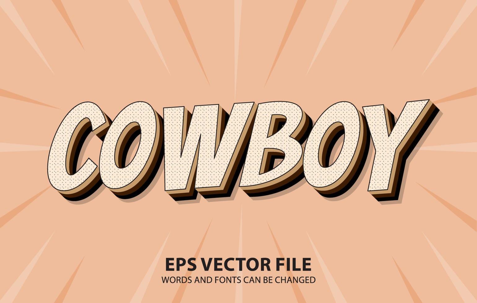 Editable text effect, Cowboy 3d text style template free, Comic Background, text effect template, vector text effect