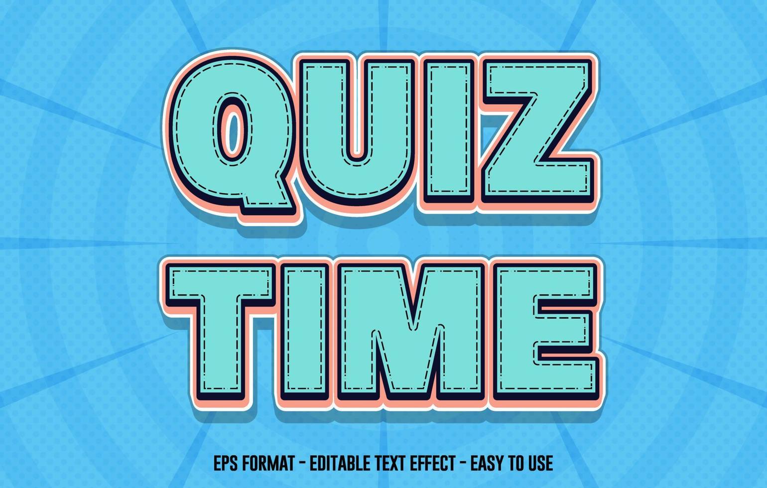 Editable text effect, Quiz Time 3d text style template, Comic Text Effect Vector Art