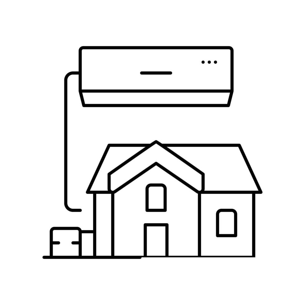 ilustración de vector de icono de línea de sistema de acondicionamiento residencial