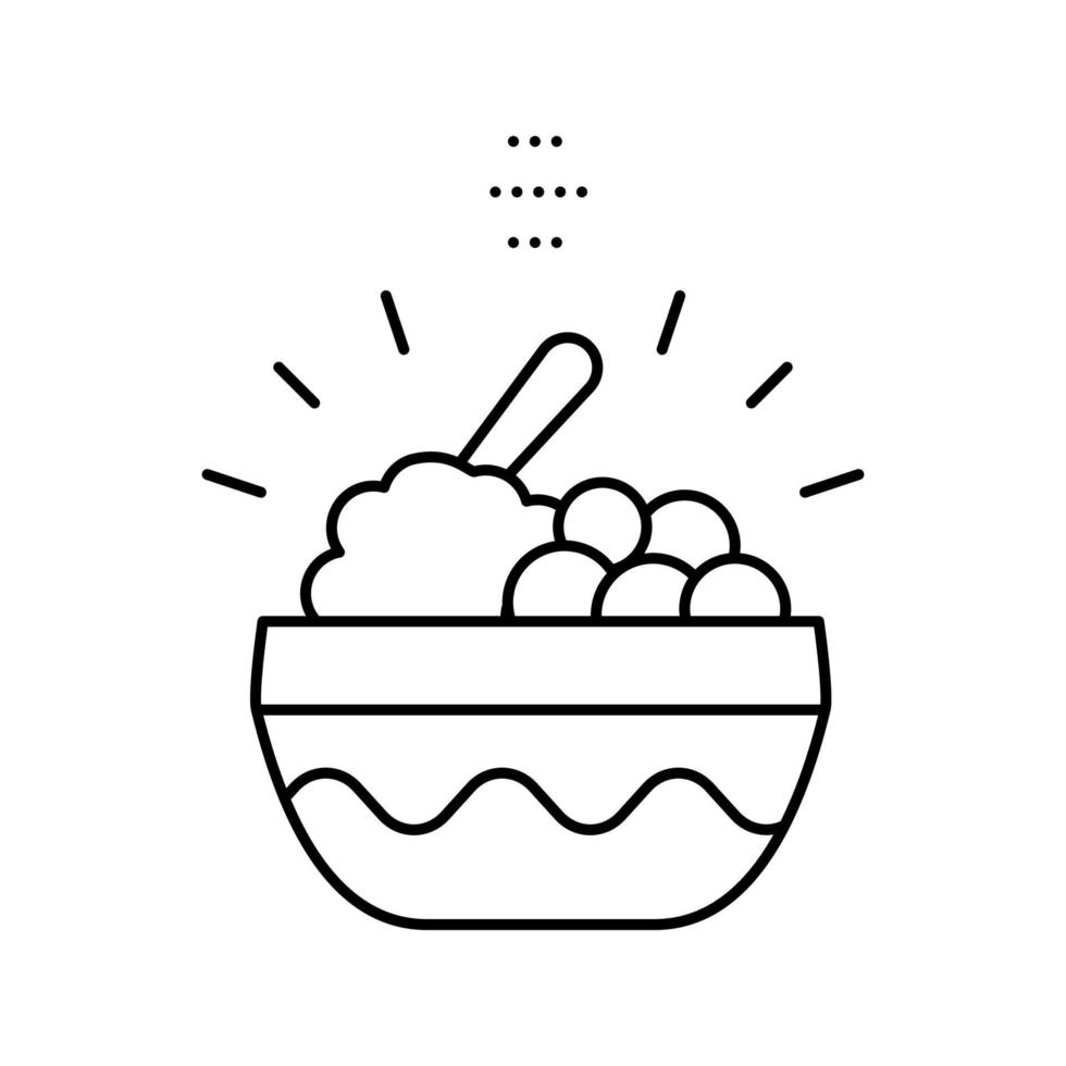 ilustración de vector de icono de línea de plato de comida de desayuno