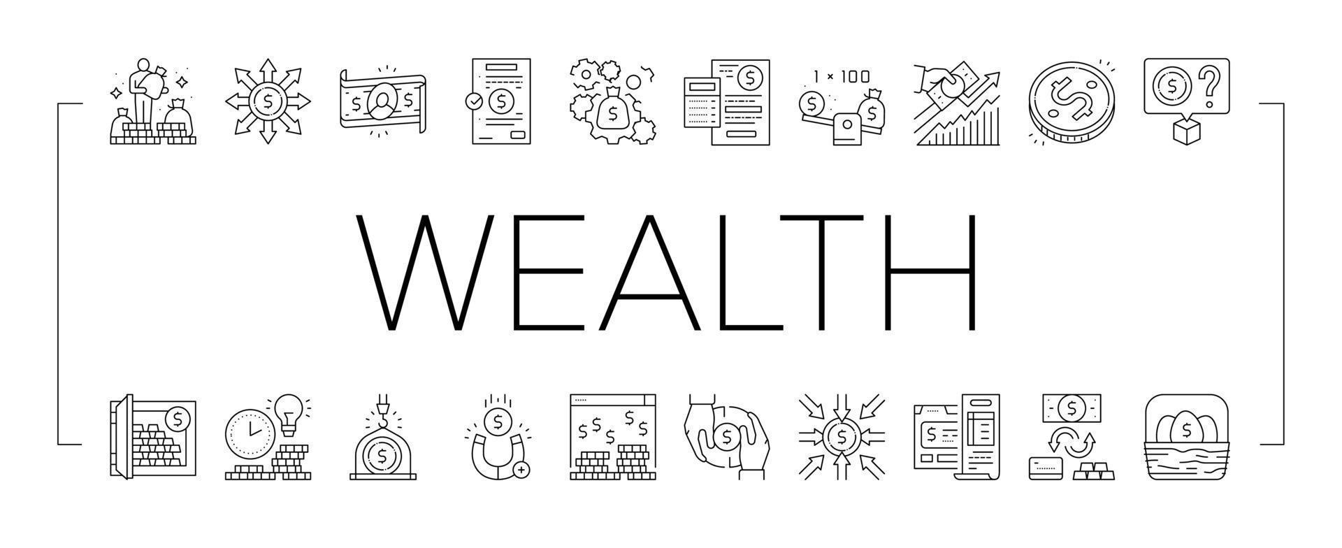 Wealth Finance Capital Collection Icons Set Vector