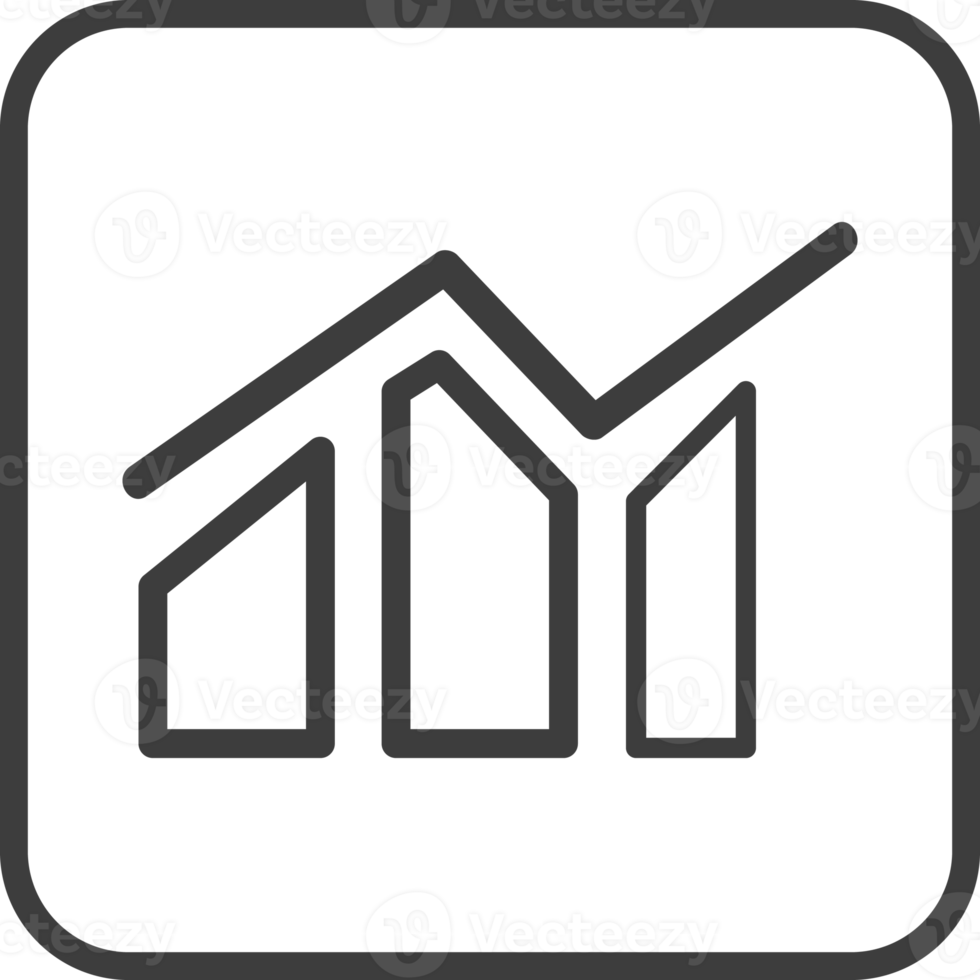 Report graph icon in thin line black square frames. png