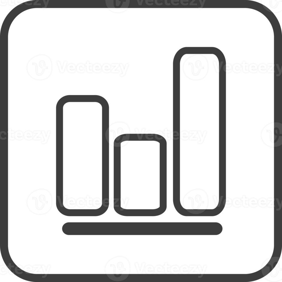 Business graph icon in thin line black square frames. png