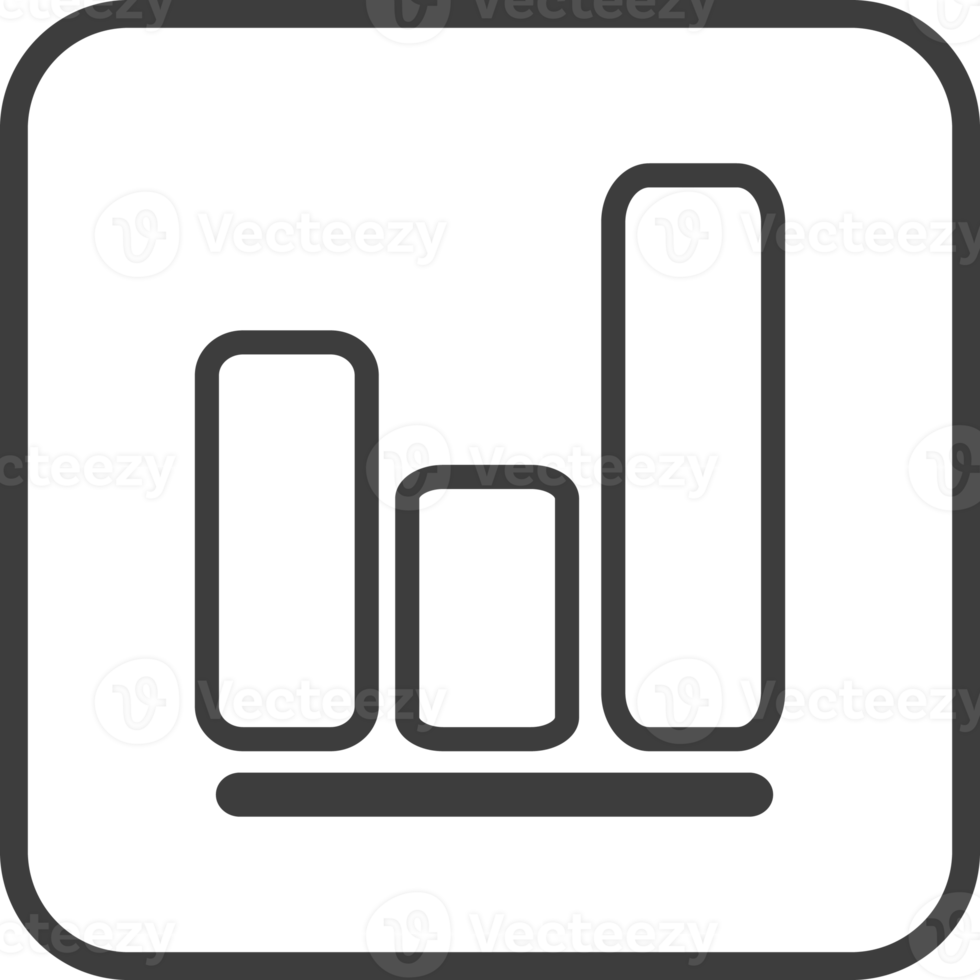 ícone de gráfico de negócios em molduras quadradas pretas de linha fina. png