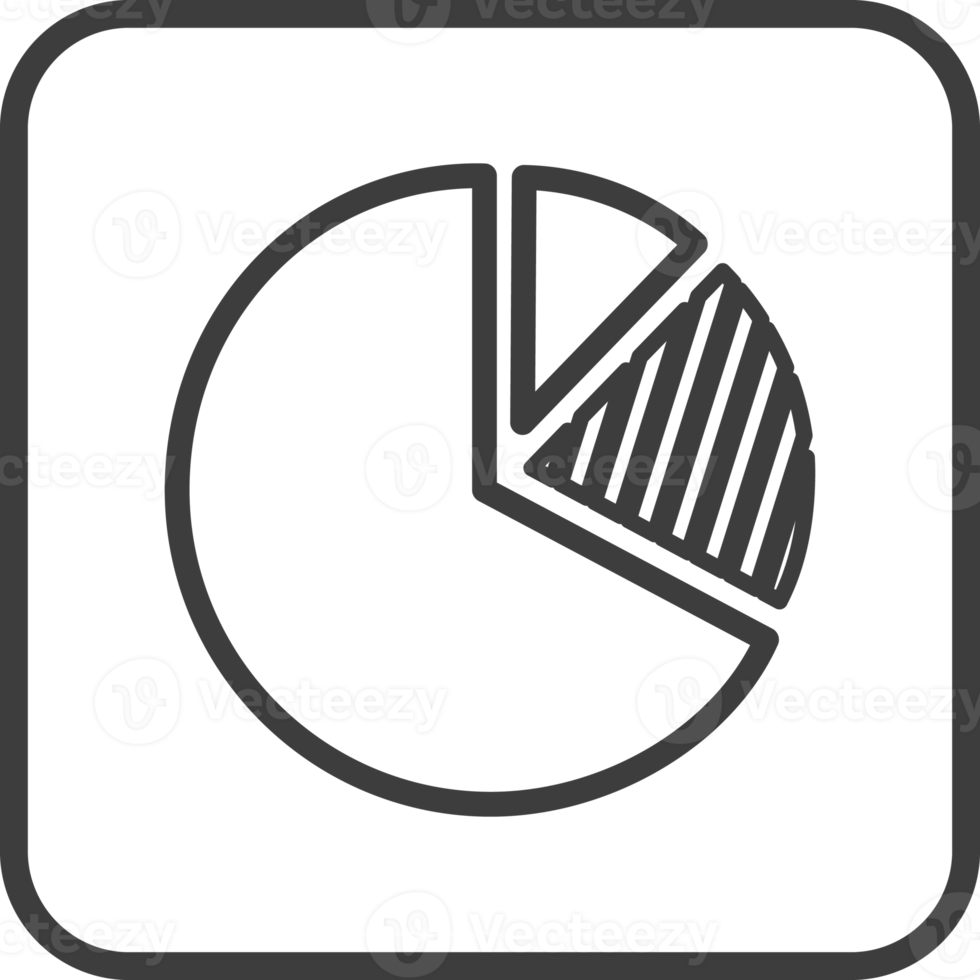 Diagram circle icon in thin line black square frames. png