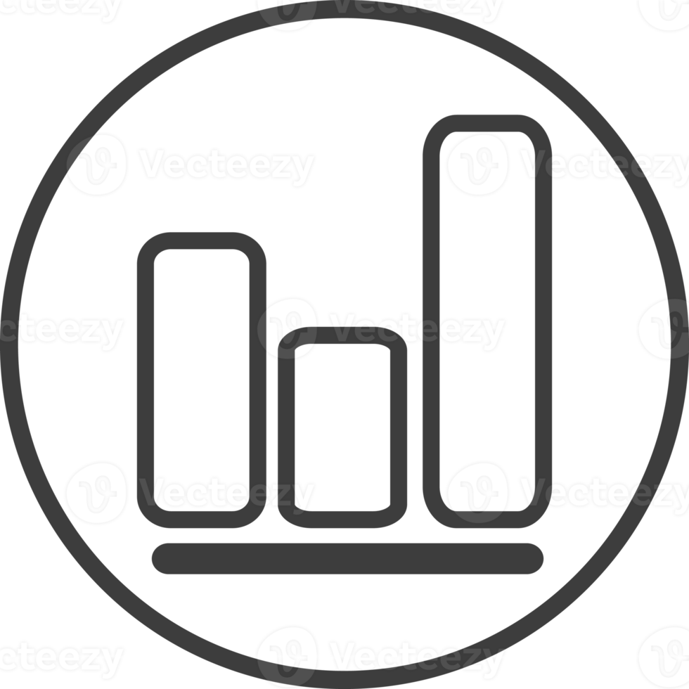 Business graph icon in thin line black circle frames. png