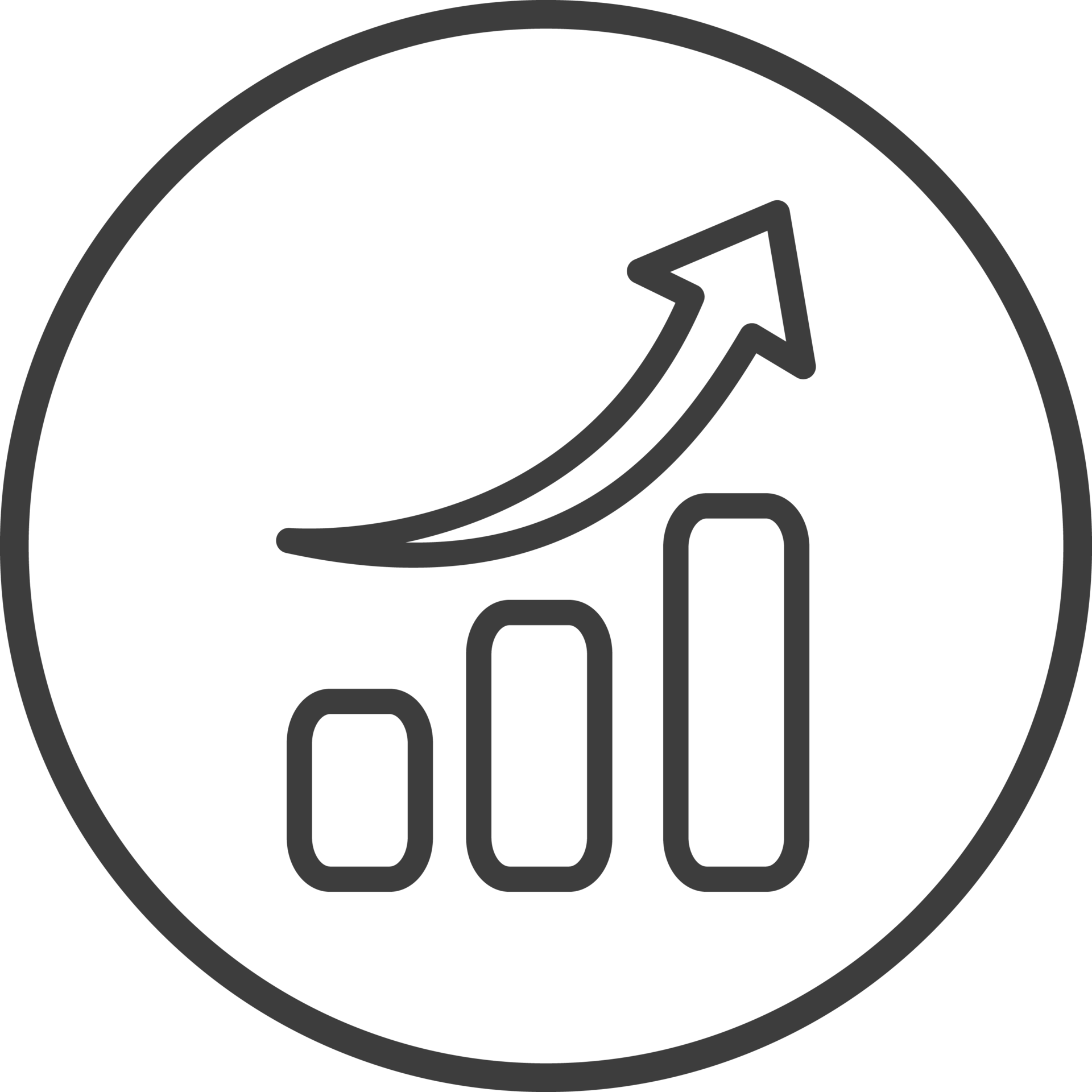 Increase icon in thin line black circle frames. 19541428 PNG