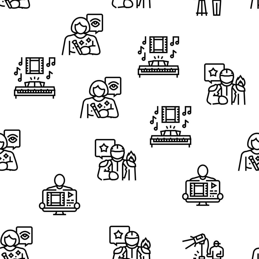 video production film studio vector seamless pattern