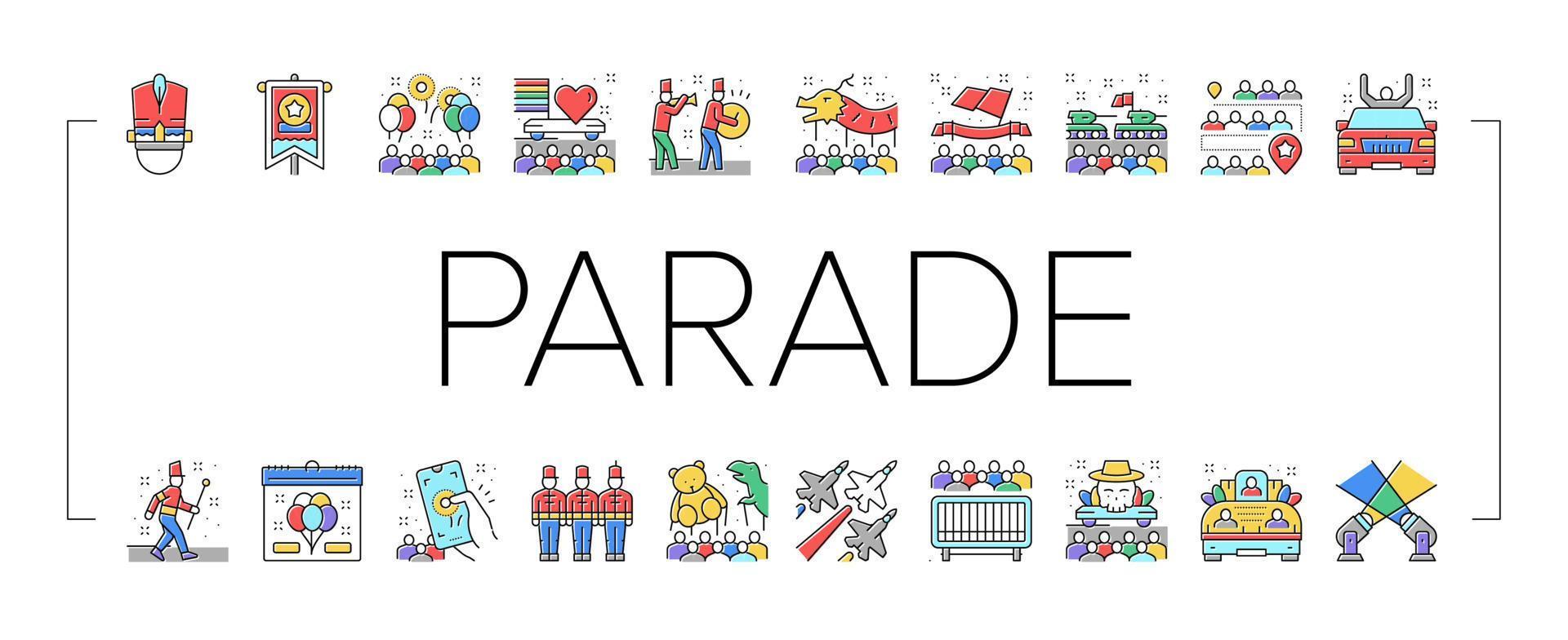 Parade Celebration Festival Event Icons Set Vector