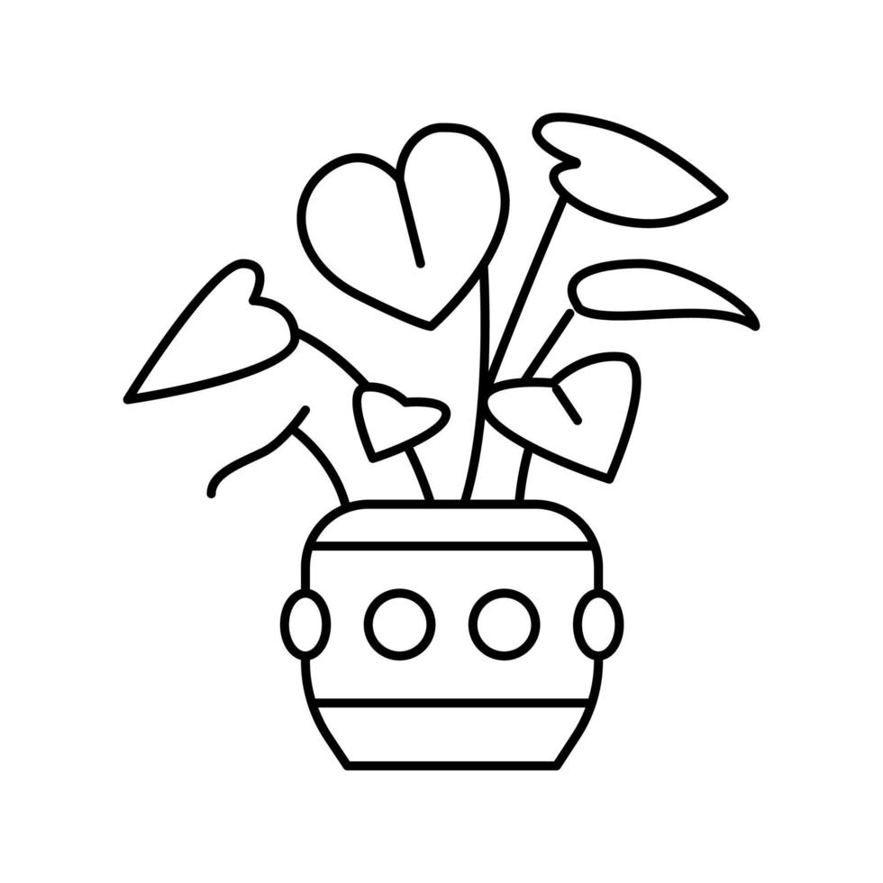 hojas verdes casa planta línea icono vector ilustración