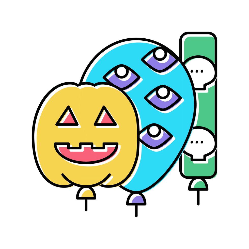 halloween party balloons decoration color icon vector illustration