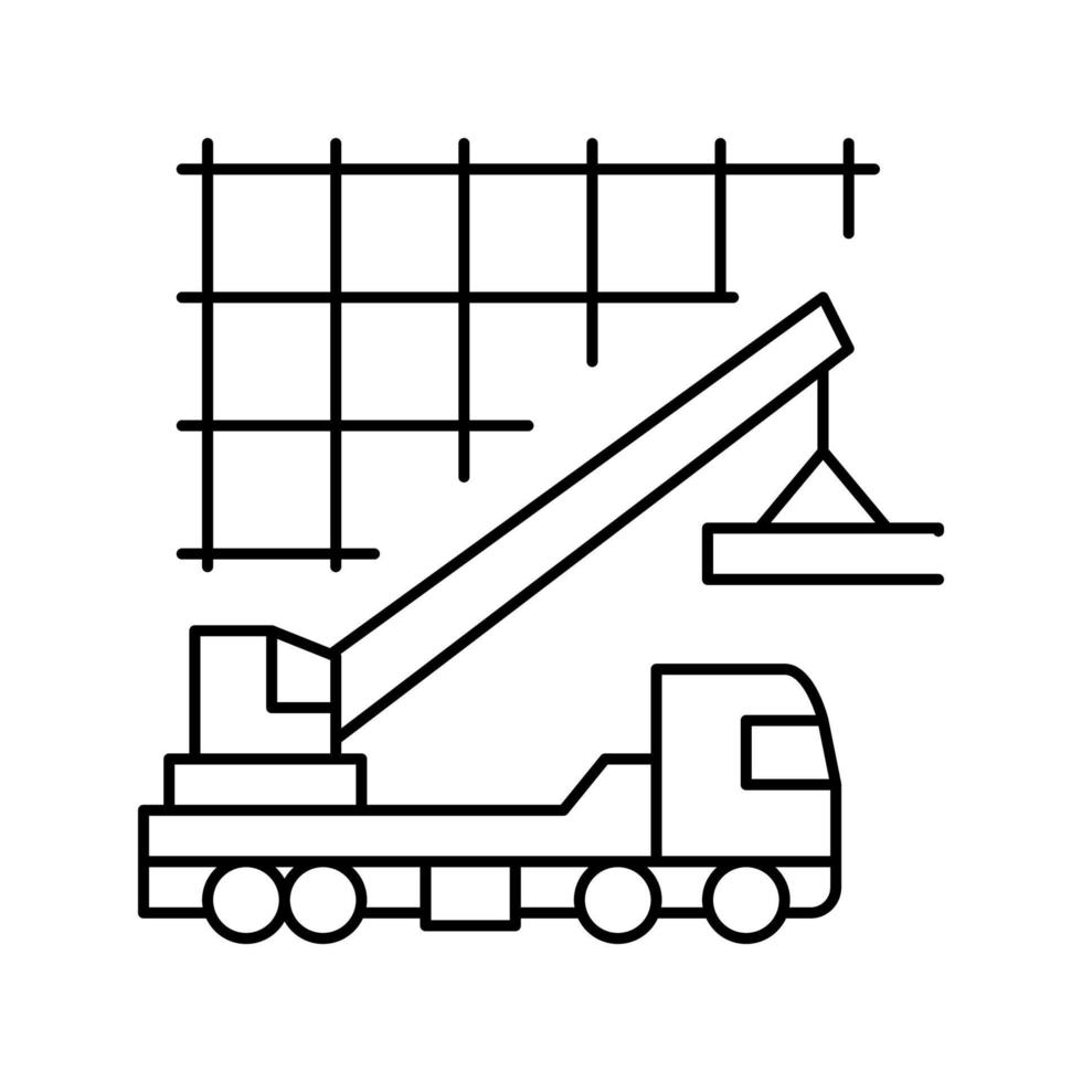 grúa elevación materiales de construcción línea icono vector ilustración