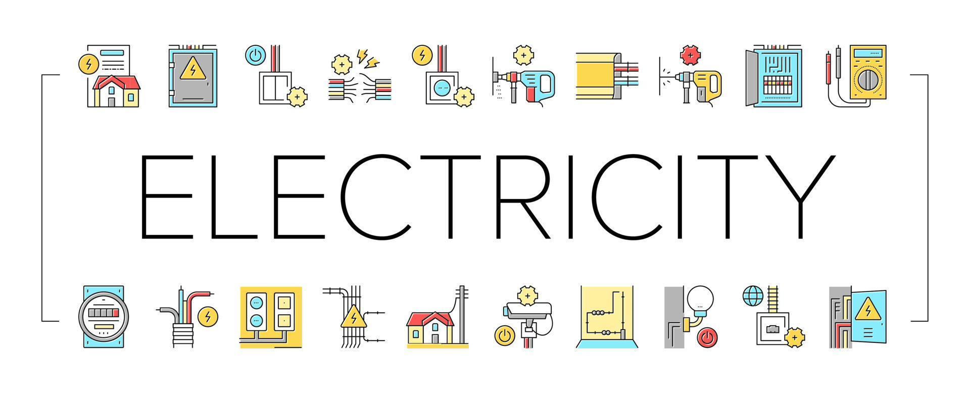 conjunto de iconos de herramientas de instalación eléctrica vector