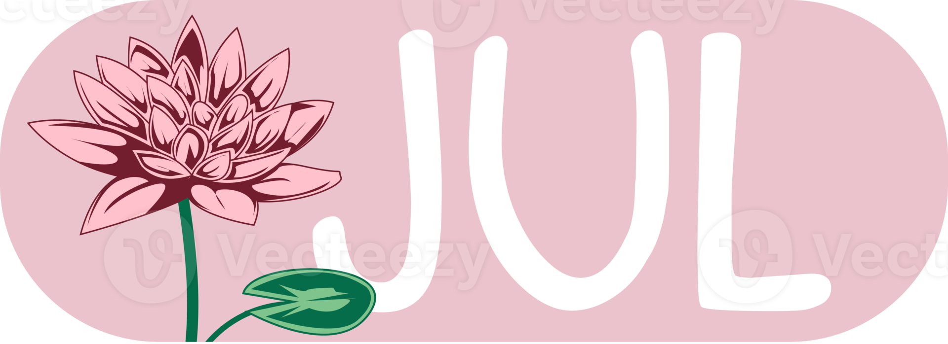 july name tag label sticker with birth month flower water lily illustration png