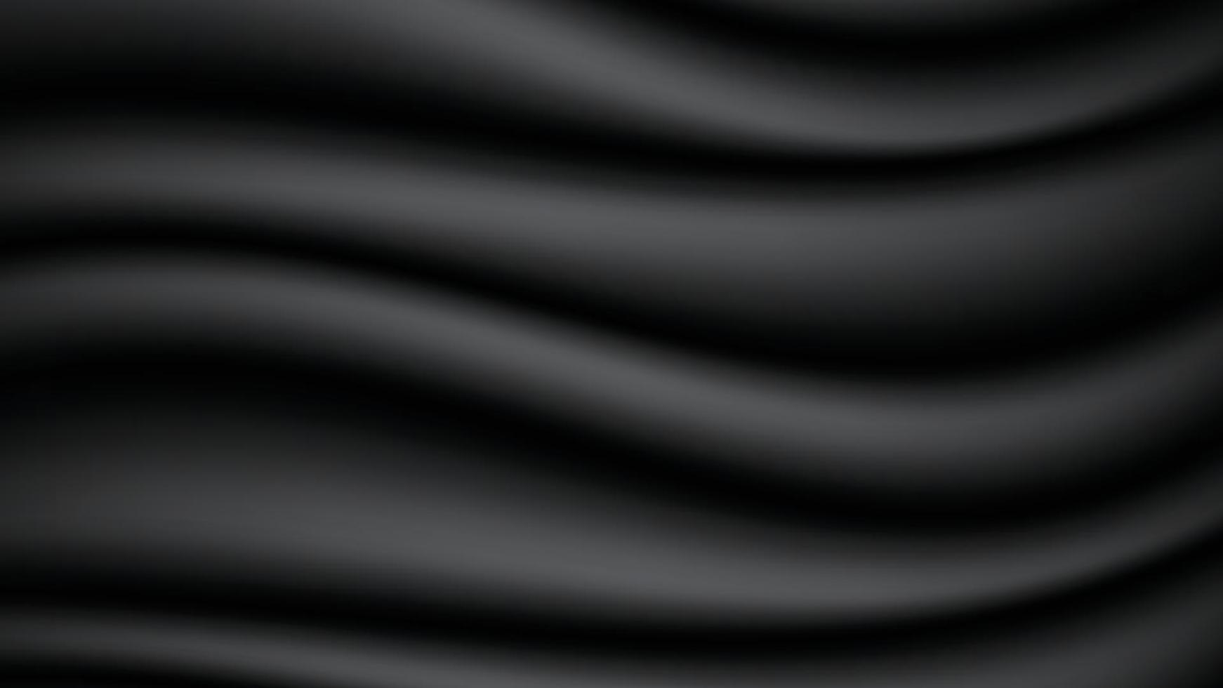 Abstract background of black fabric texture. Wallpaper luxury by soft curve of canvas and wave. Illustration background of black cloth and satin. vector
