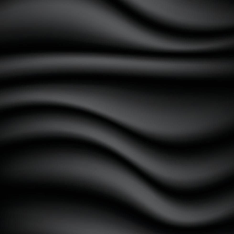 Abstract background of black fabric texture. Wallpaper luxury by soft curve of canvas and wave. Illustration background of black cloth and satin. vector