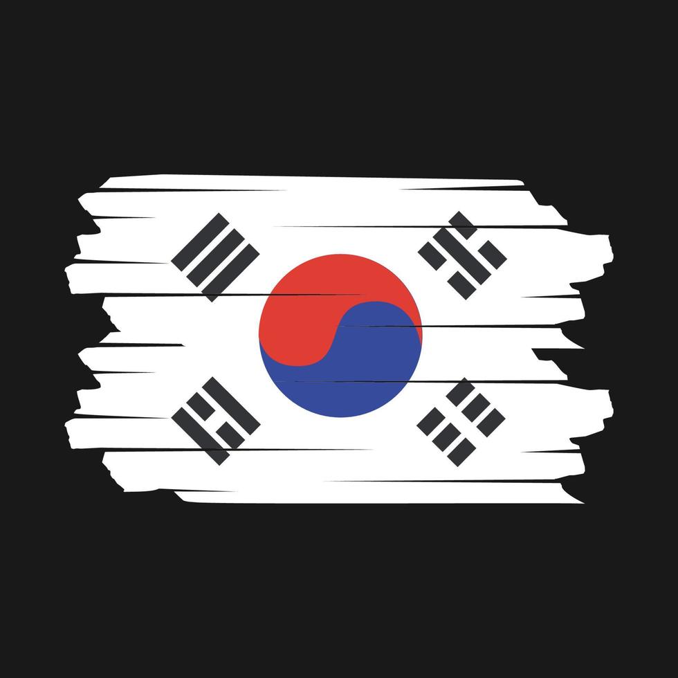 South Korea Flag Brush Vector