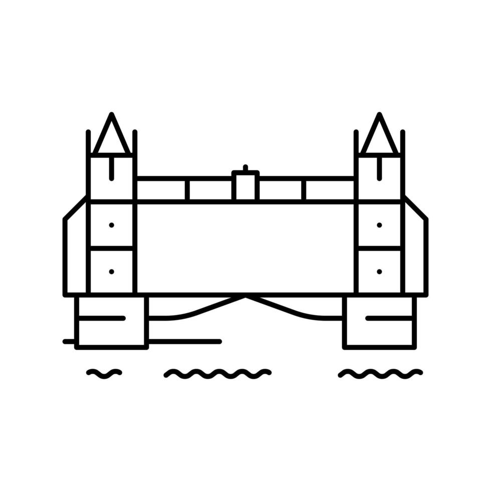 torre londres puente línea icono vector ilustración