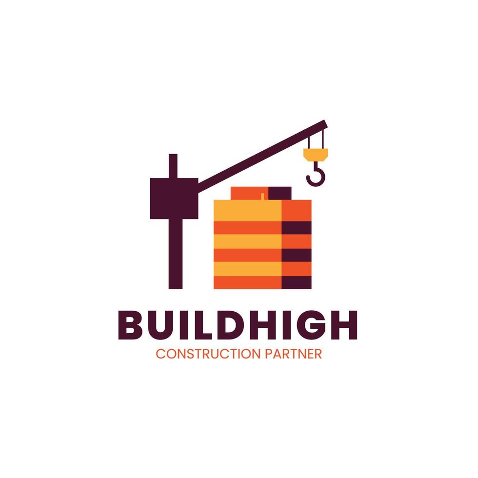 flat design construction company logo template vector