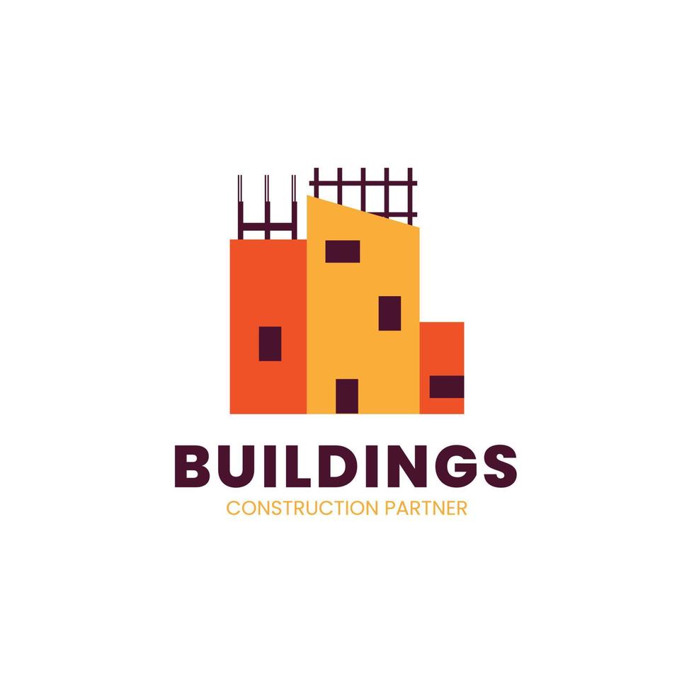 flat design construction company logo template vector