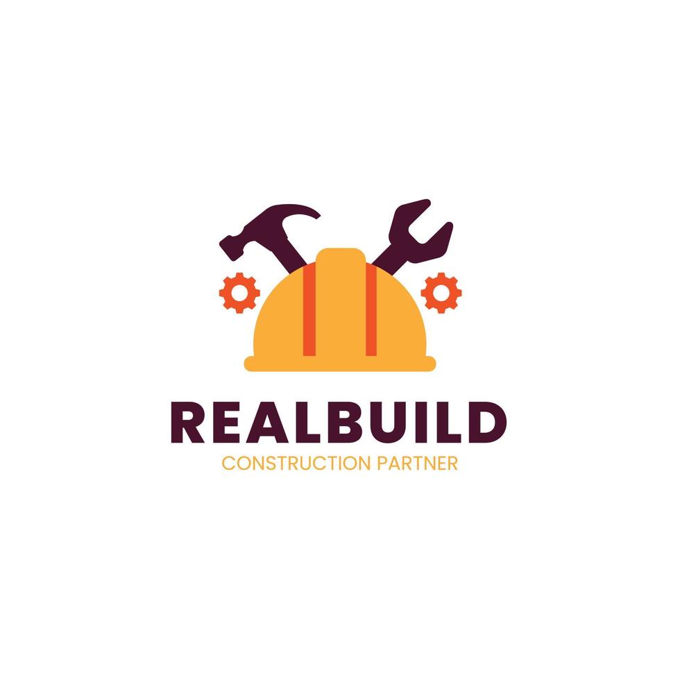 flat design construction company logo template vector