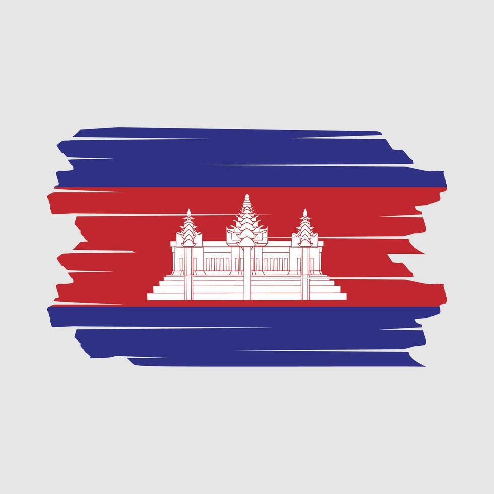 vector de pincel de bandera de camboya