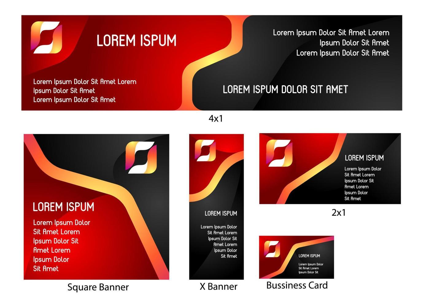 red black gold half black half red company banner backdrop advertisement corporate set or pack vector