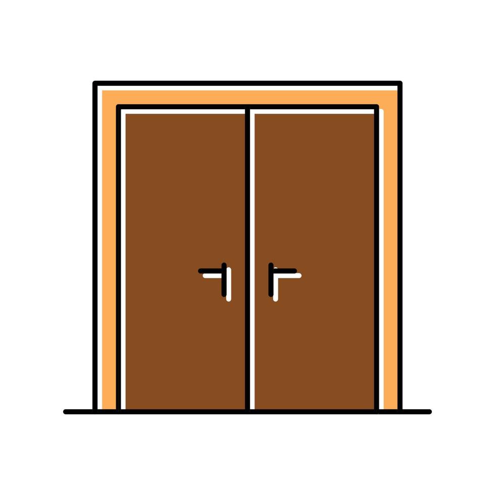 ilustración de vector de icono de color de puerta de madera doble