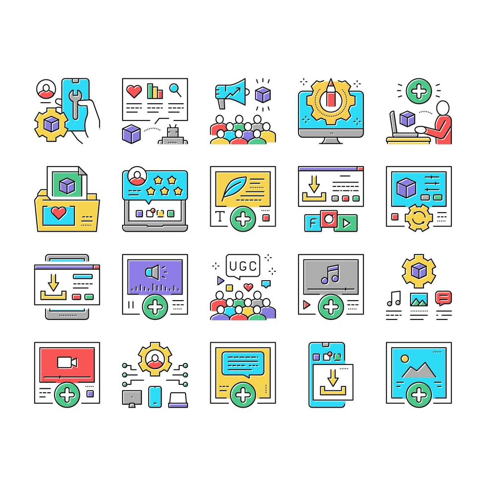 User Generated Content Collection Icons Set Vector