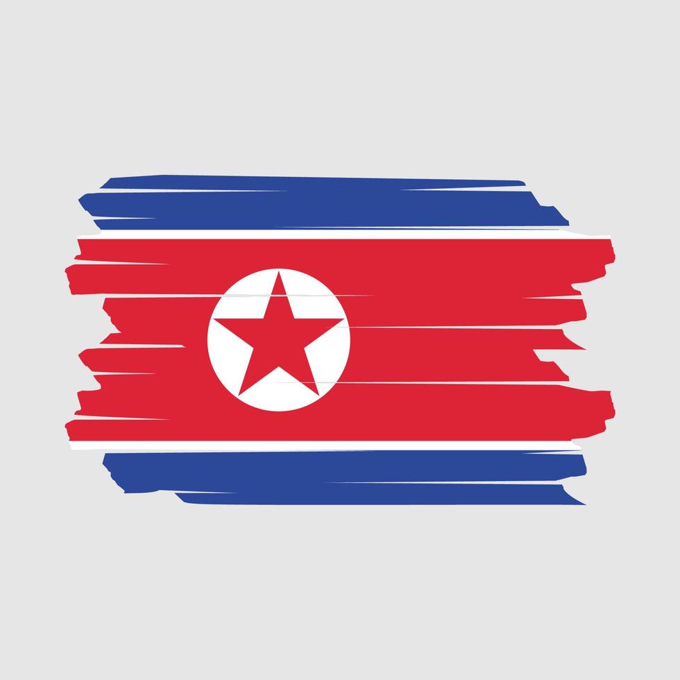 North Korea Flag Brush Vector