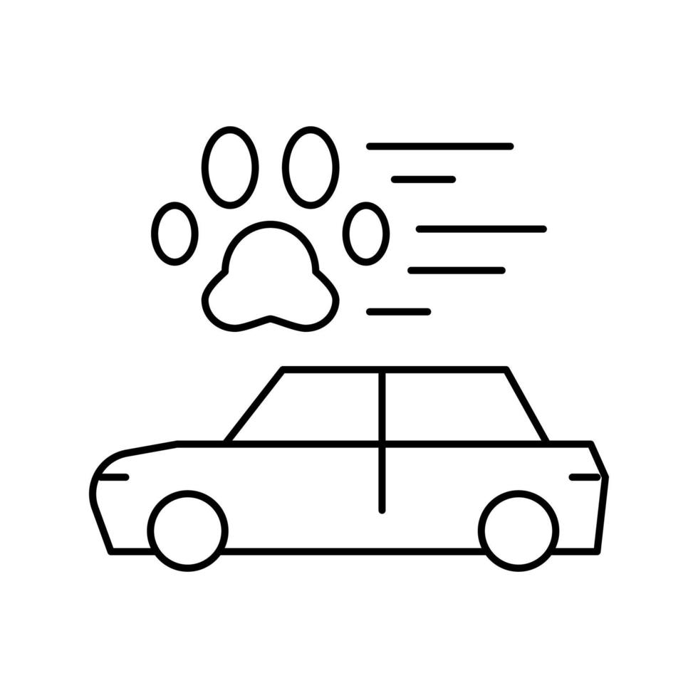 transporte de mascotas en la ilustración de vector de icono de línea de coche