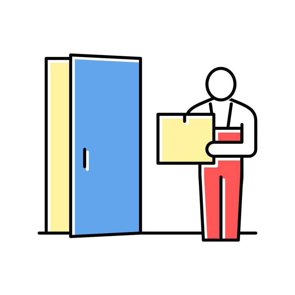courier delivering box color icon vector illustration