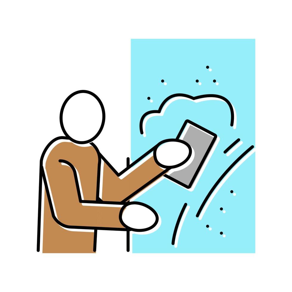 plasterer working color icon vector illustration