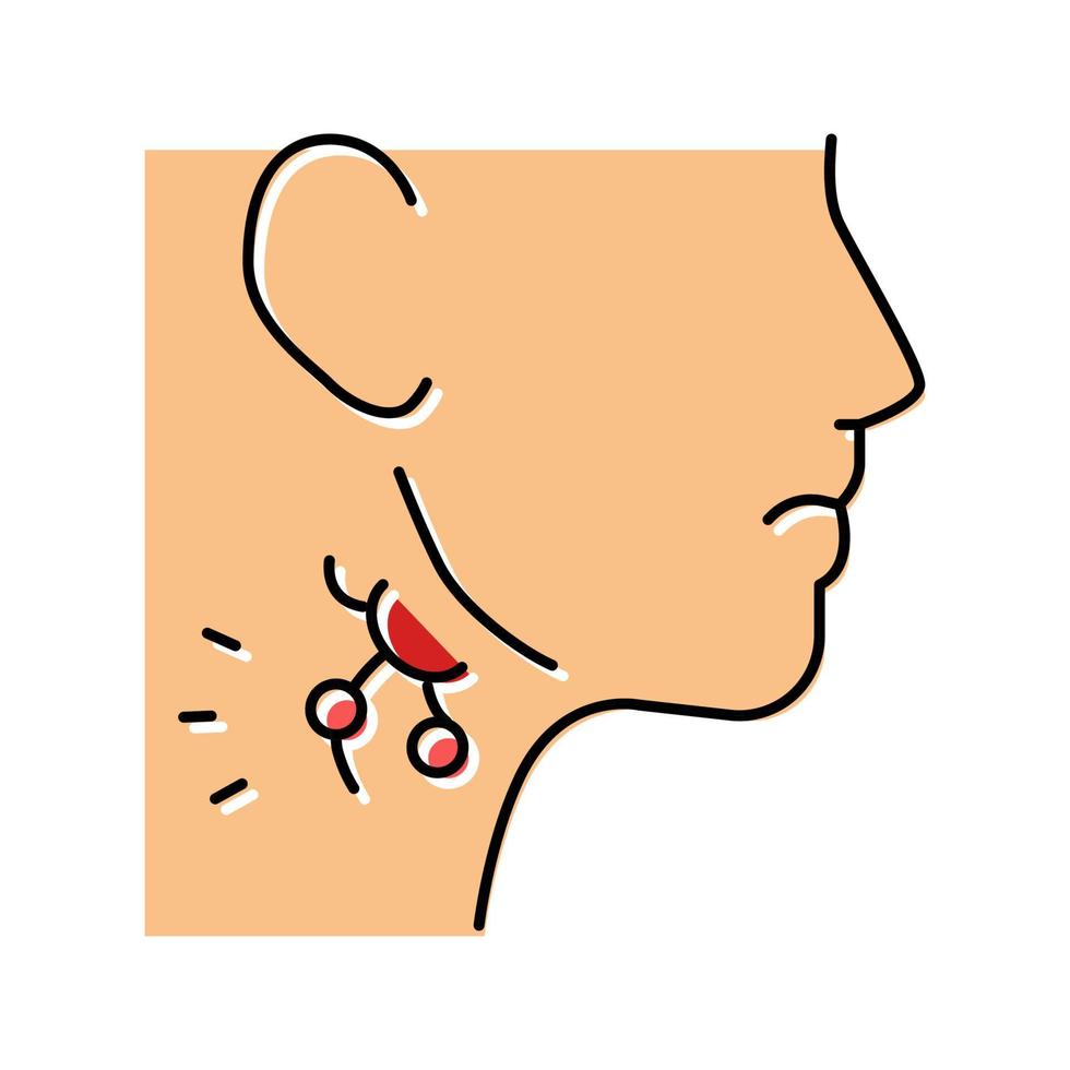 swollen lymph glands hiv symptom color icon vector illustration