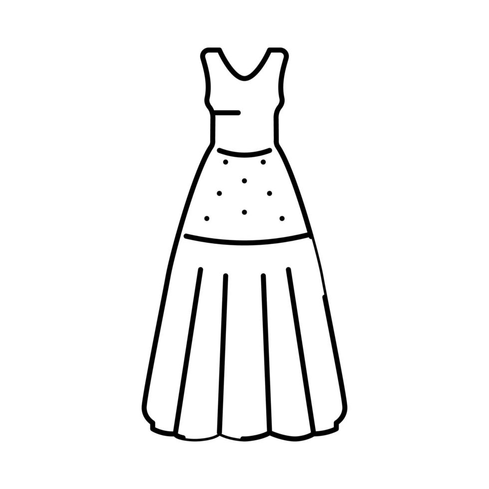 ilustración de vector de icono de línea de vestido de novia natural