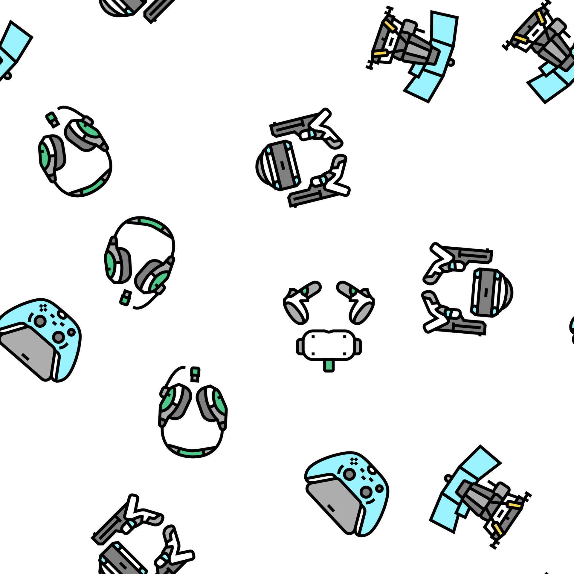 Video Game Electronic And Device vector seamless pattern 19542631 ...