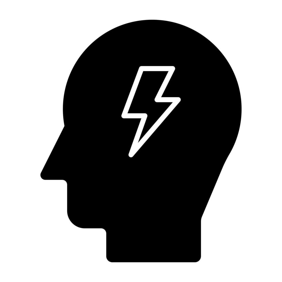 Solid design icon of brain power vector