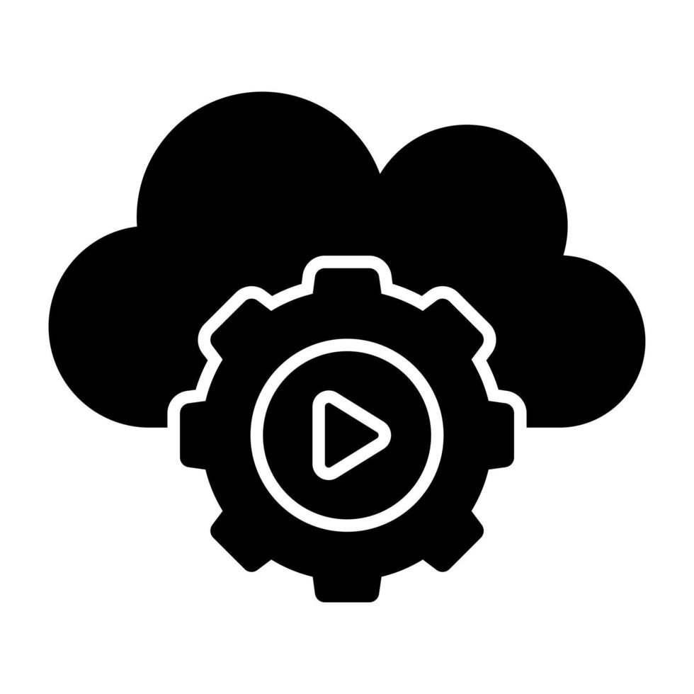 Editable design icon of cloud video setting vector