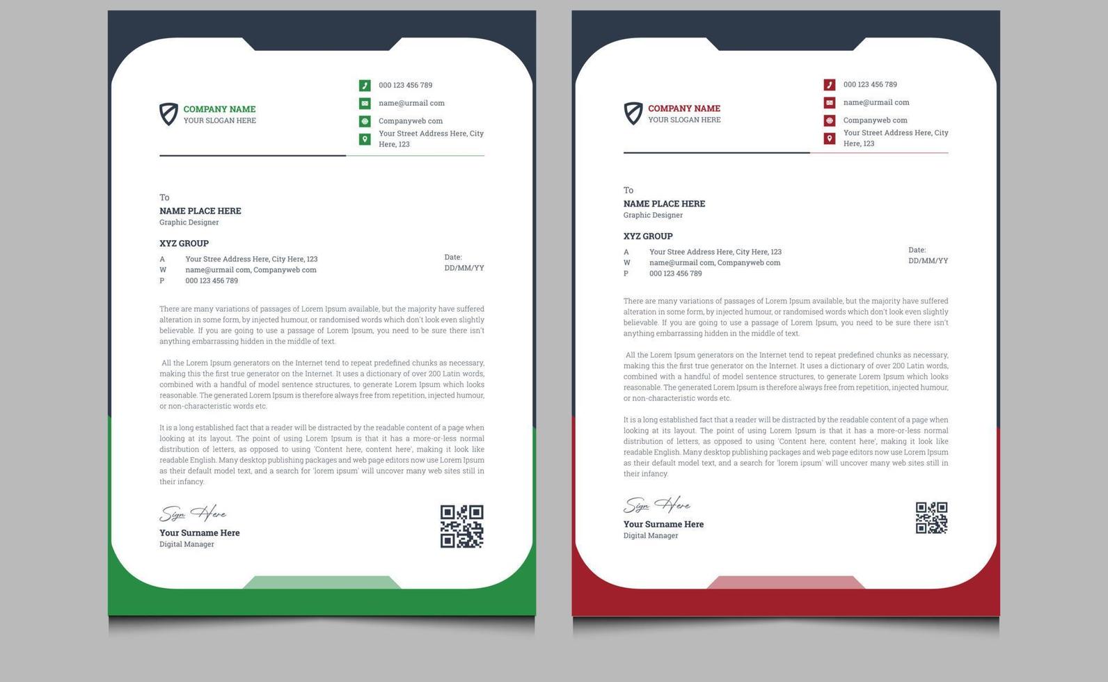 Clean abstract creative elegant simple modern professional corporate identity company business letterhead template design. vector