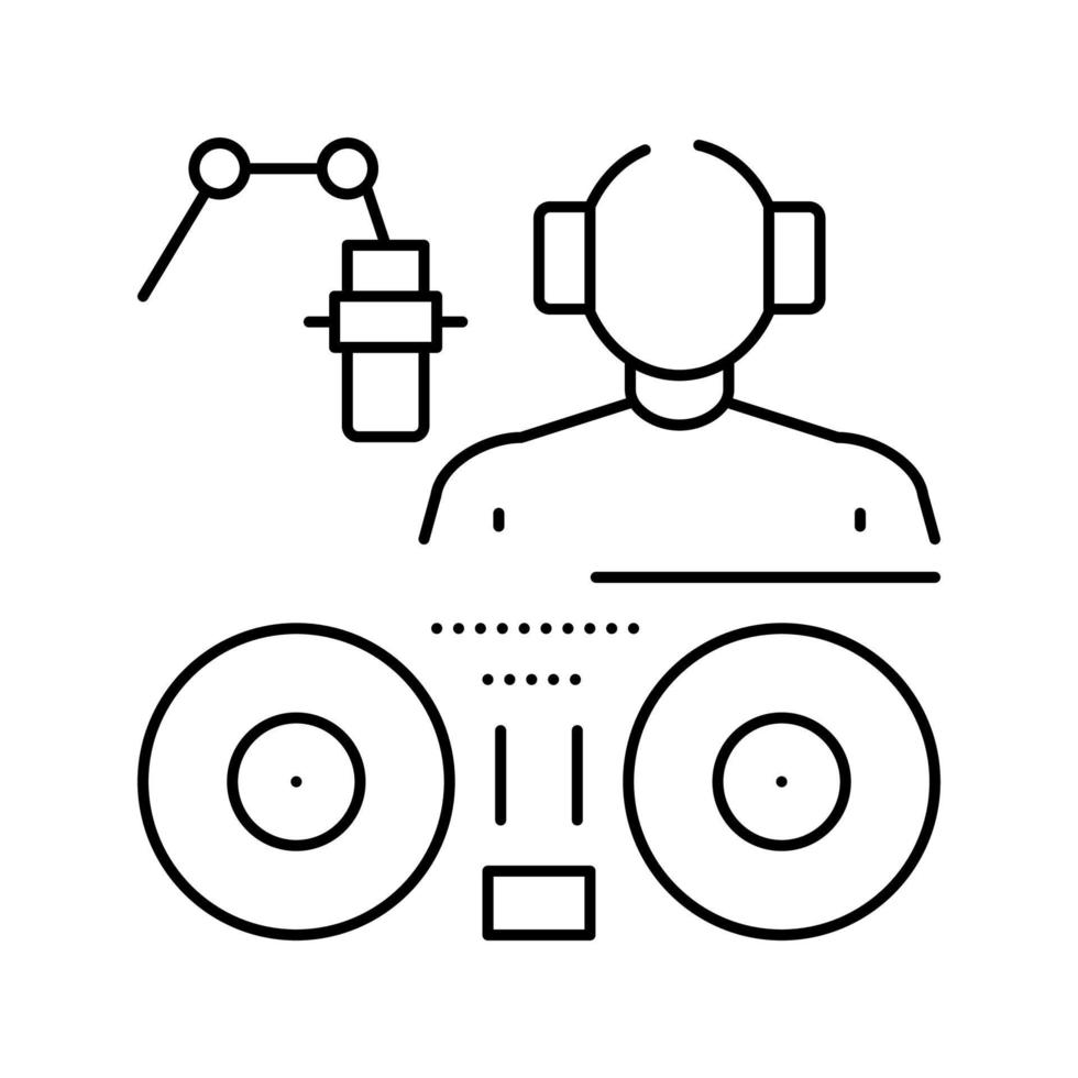 dj and radio host line icon vector illustration