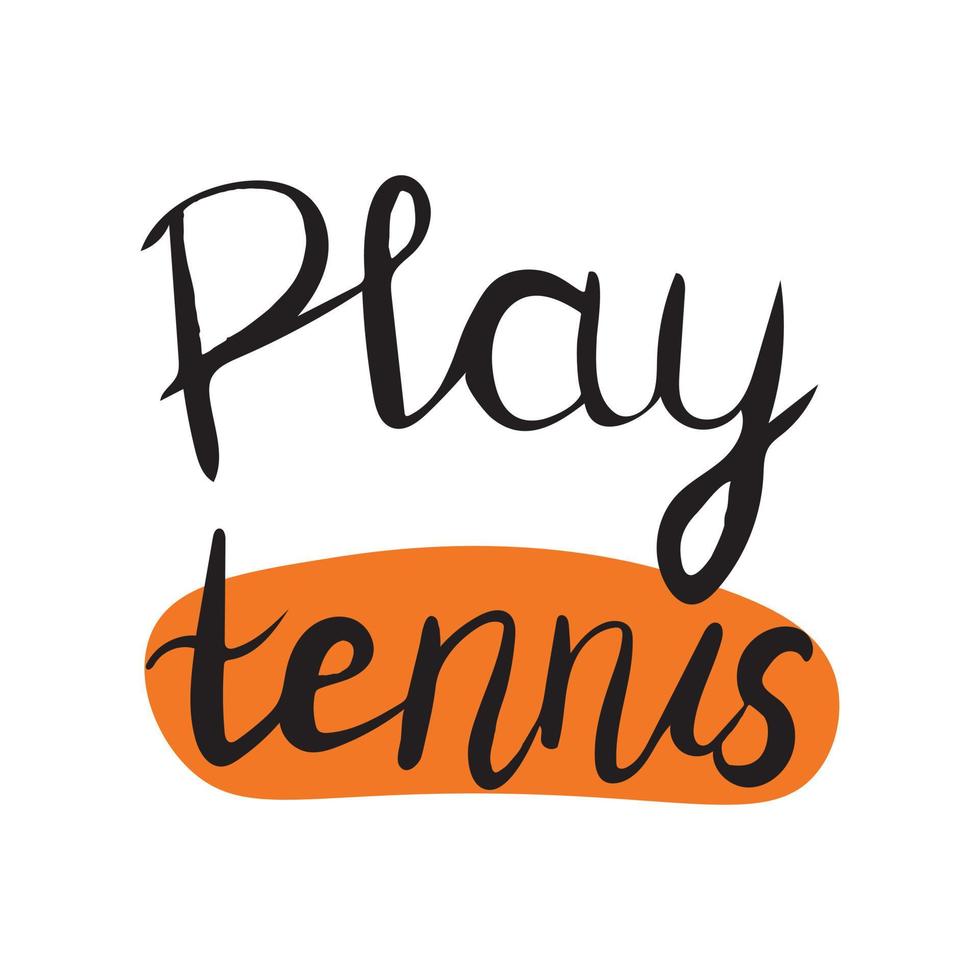 jugar tenis doodle estilo caligrafía letras cita. juego de torneo de tenis. vector