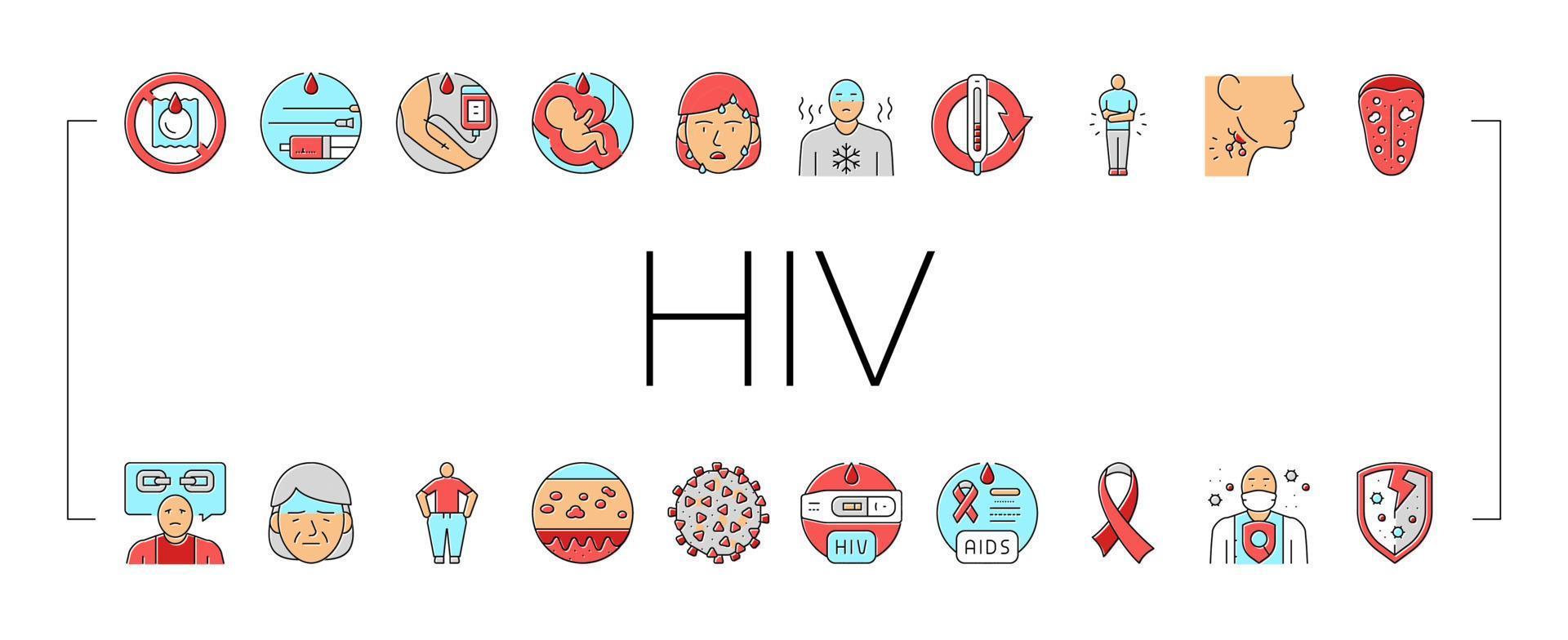 hiv aid health medical ribbon icons set vector
