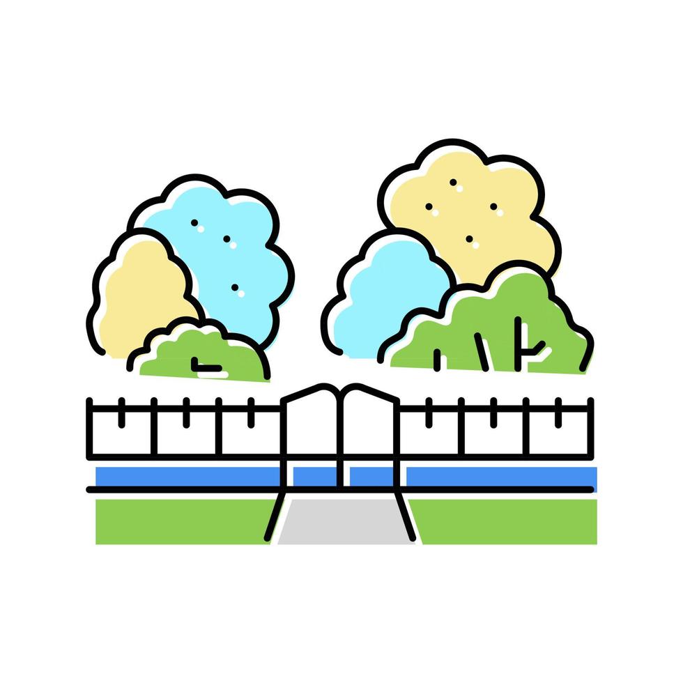 parque y jardín ciudad paisaje color icono vector ilustración