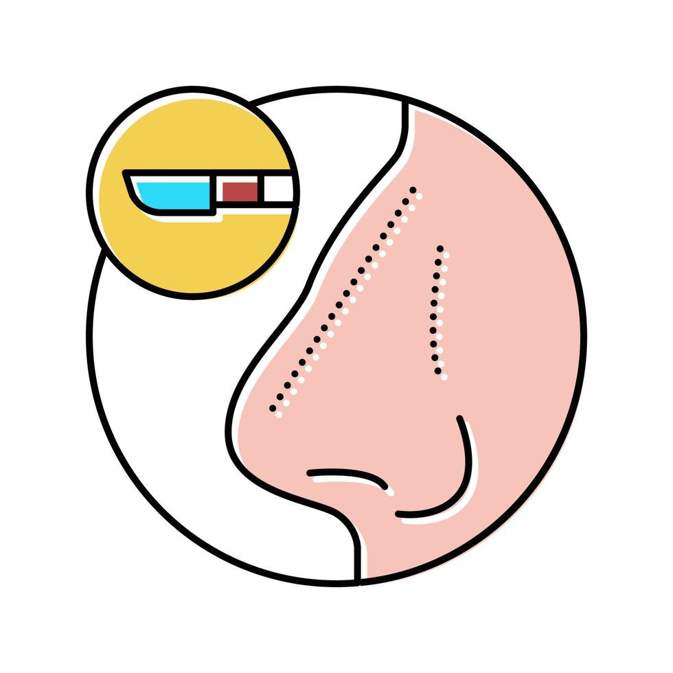 ilustración de vector de icono de color de tratamiento de rinoplastia