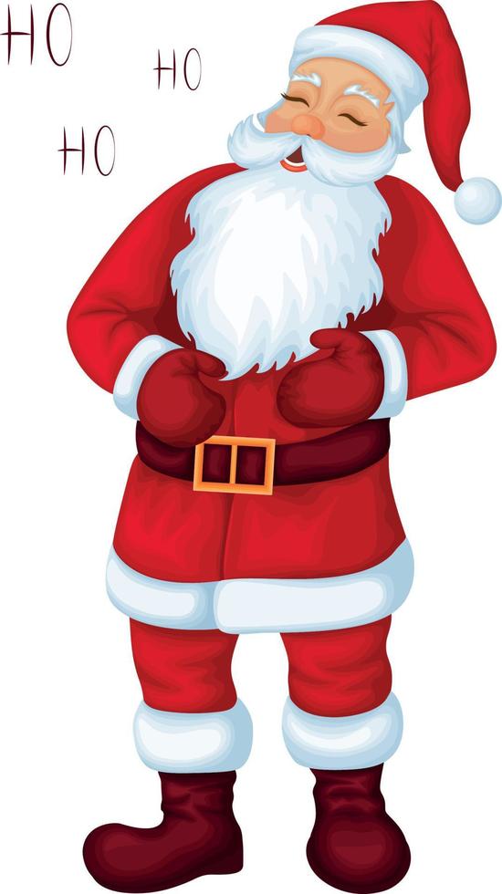 Santa claus. Funny cartoon Santa Claus in a red suit. Santa Claus is laughing ho ho ho. Vector illustration isolated on a white background