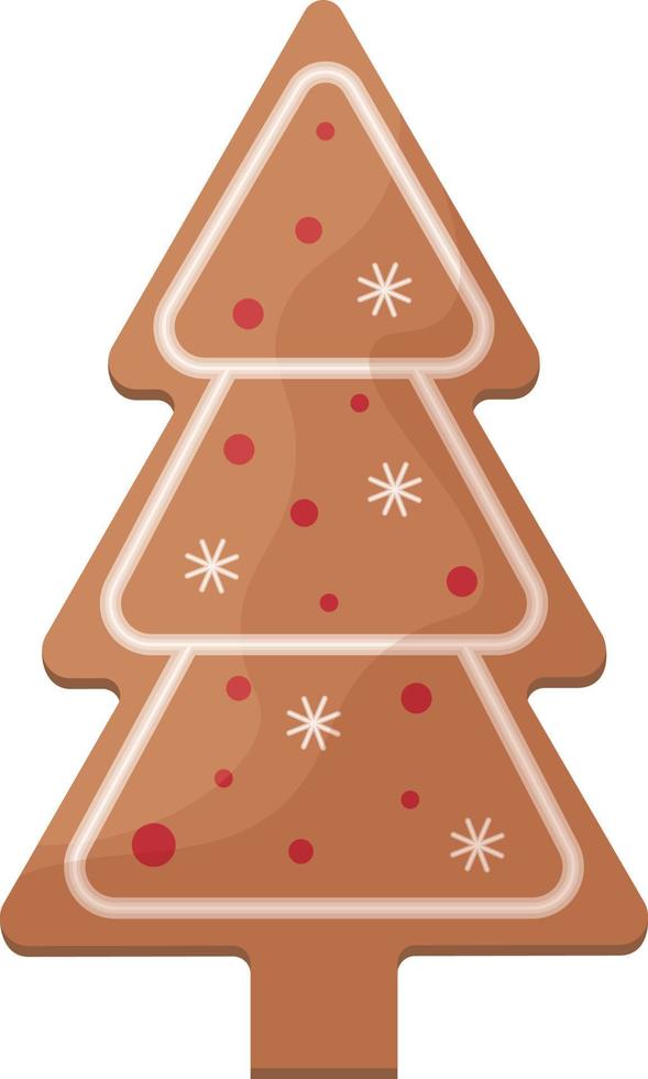 lindo pan de jengibre decorado con glaseado de pan de jengibre navideño en forma de árbol de navidad. pasteles festivos, pino. galletas navideñas en forma de abeto. ilustración vectorial aislada vector