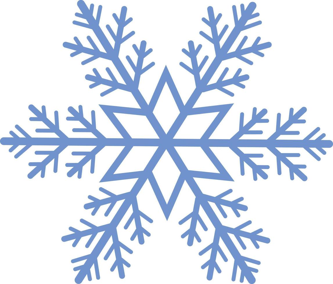 Beautiful blue snowflake. A snowflake of complex shape. A symbol of winter and new year. Vector illustration isolated on a white background