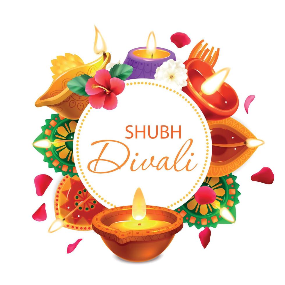 Realistic Diwali Frame vector