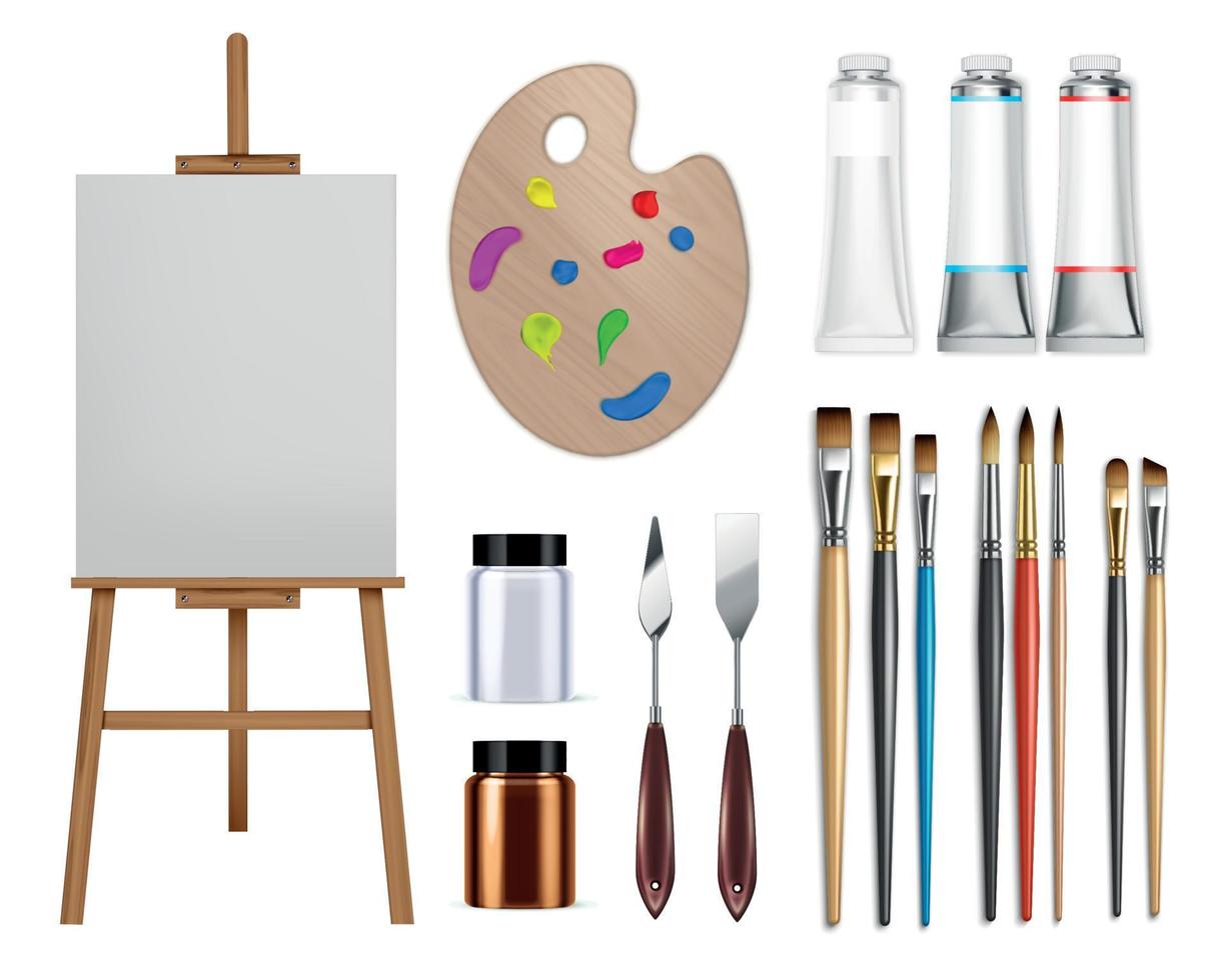 Artist Tools Realistic Set vector